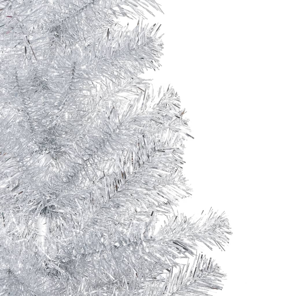 vidaXL Albero di Natale Preilluminato con Supporto Argento 150 cm PET