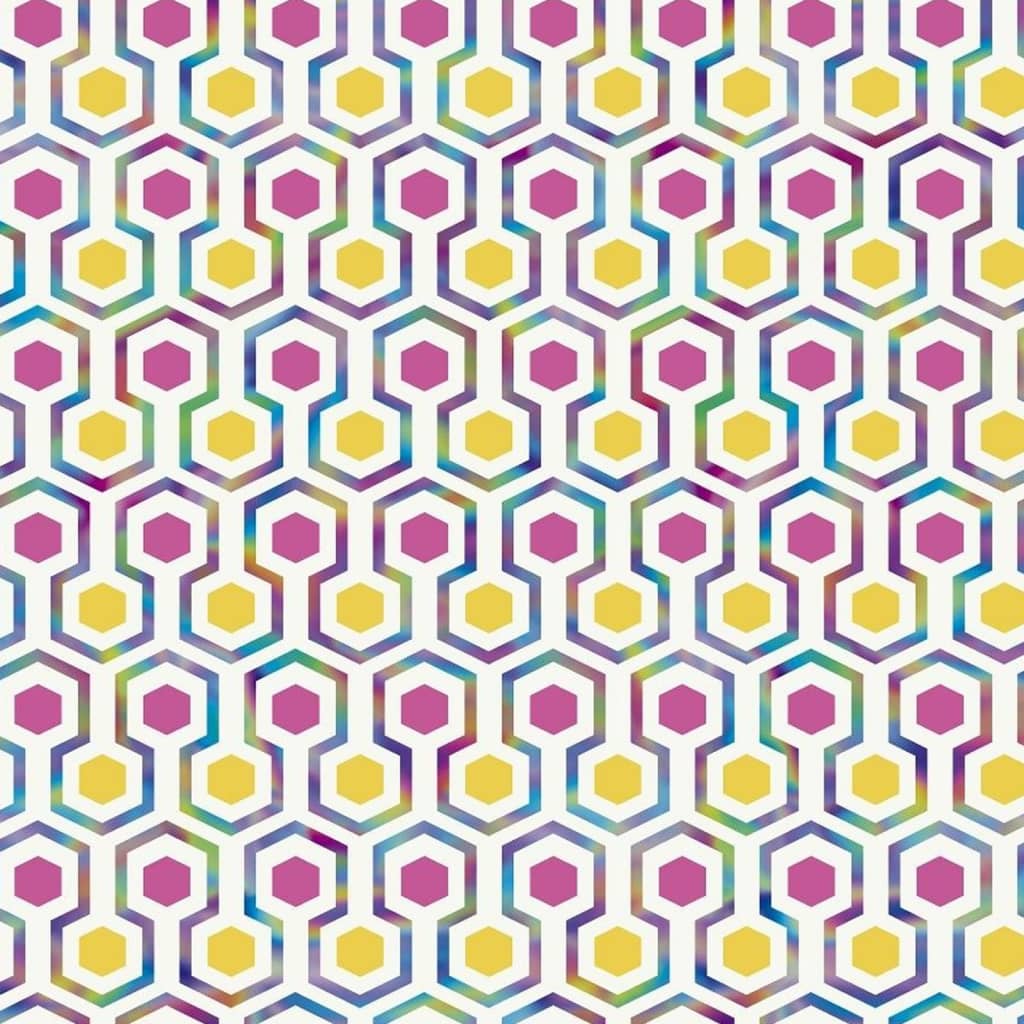 Noordwand Carta Parati Good Vibes Hexagon Pattern Rosa e Gialla