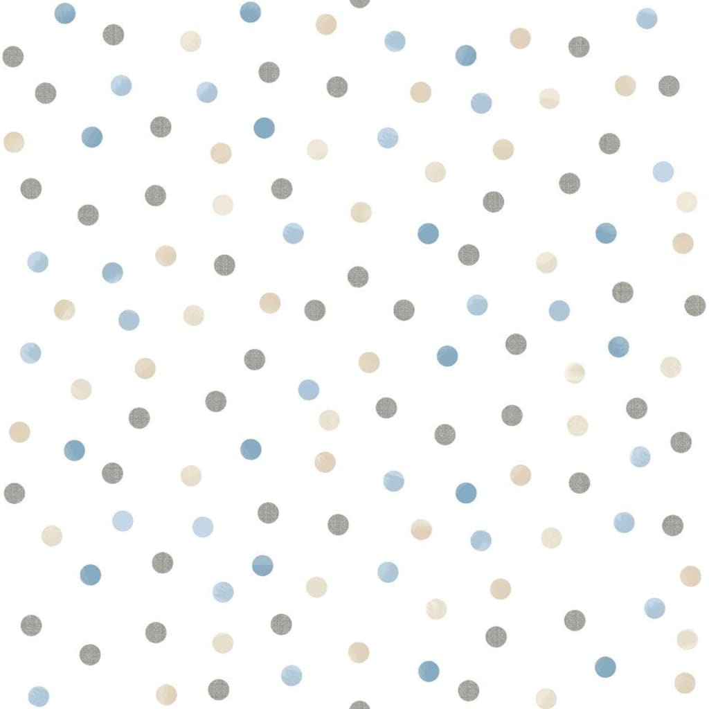 Noordwand Carta da Parati Mondo baby Confetti Dots Bianco Blu Grigio