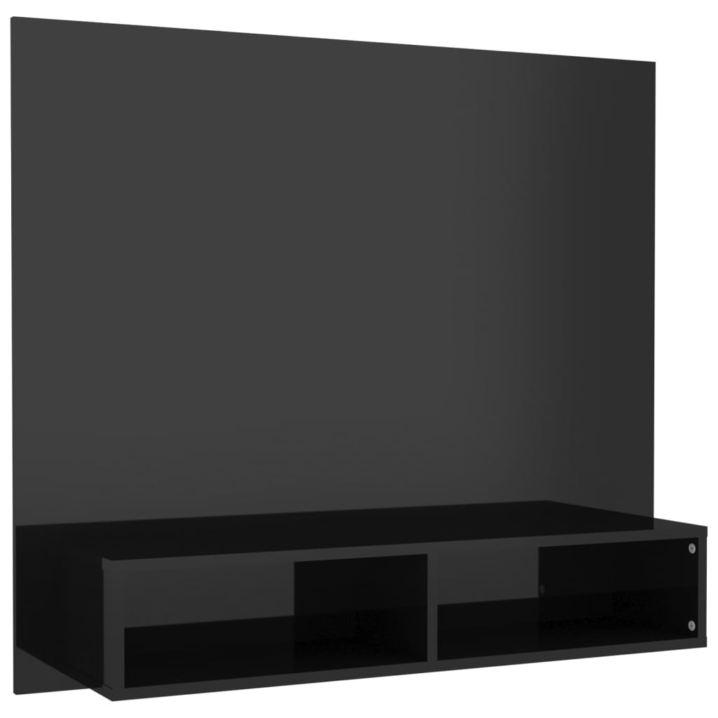 vidaXL Mobile TV a Muro Nero Lucido 102x23,5x90 cm Legno Multistrato