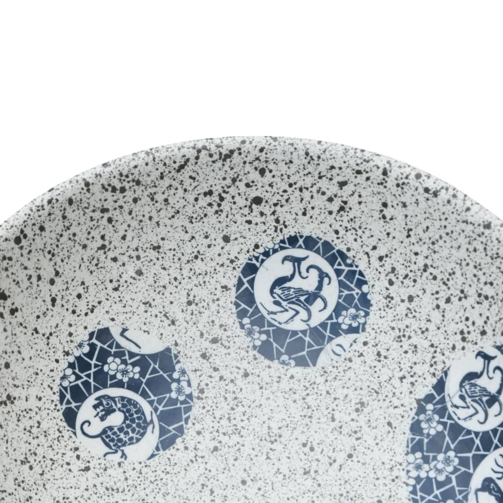 vidaXL Lavabo da Appoggio Grigio e Blu Ovale 47x33x13 cm Ceramica