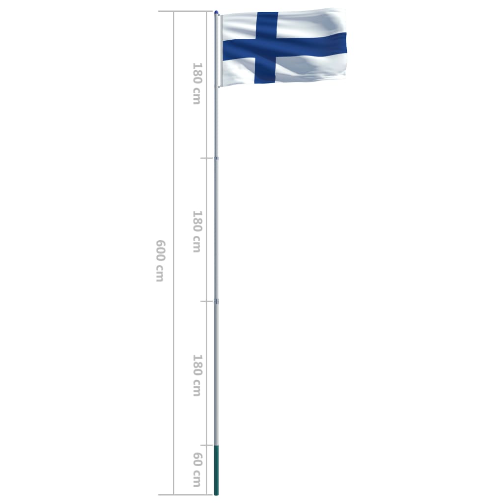 vidaXL Bandiera della Finlandia con Pennone in Alluminio 6 m