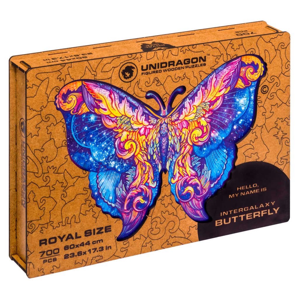 UNIDRAGON Puzzle Legno 700 pz Intergalaxy Butterfly Royal Size 60x44cm