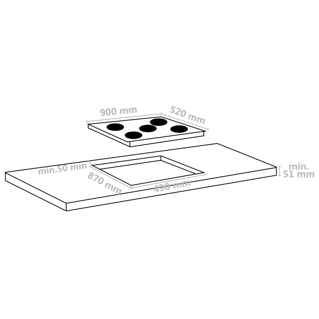 vidaXL Piano Cottura in Ceramica 5 Zone e Controlli Touch 90 cm 8500 W