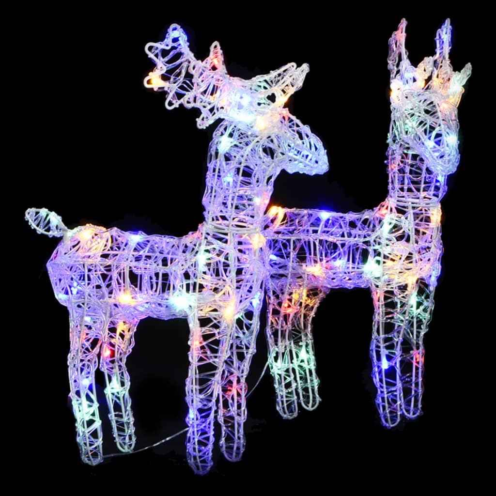 vidaXL Renne di Natale 2 pz Multicolore 80 LED in Acrilico