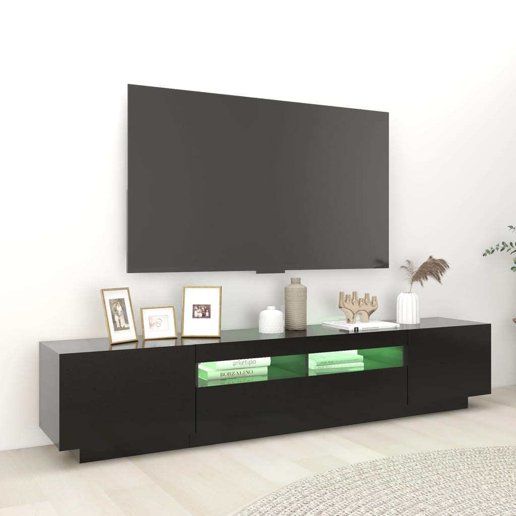 vidaXL Mobile Porta TV con Luci LED Nero 200x35x40 cm