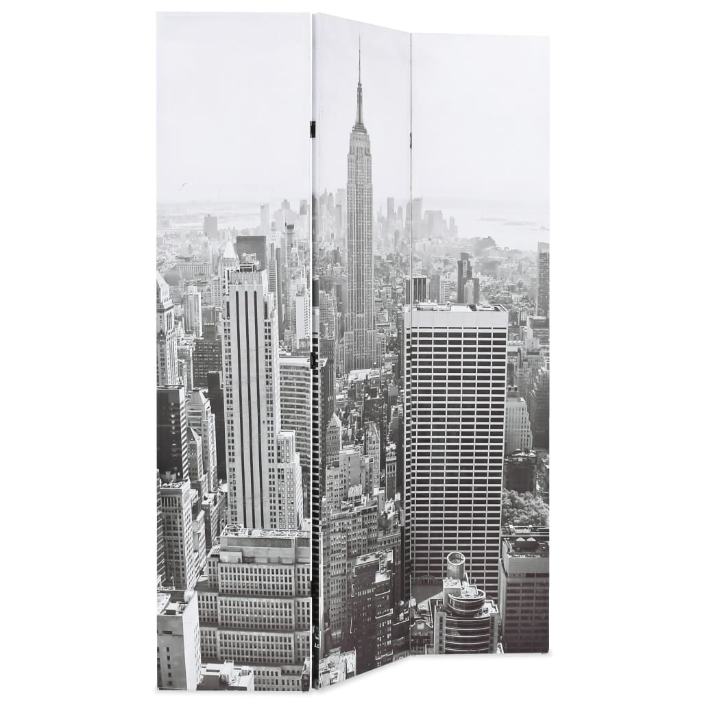 vidaXL Paravento Pieghevole 120x170 cm Stampa New York Bianco e Nero