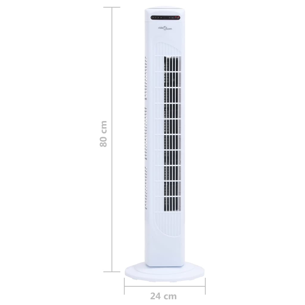 vidaXL Ventilatore a Torre con Telecomando e Timer Φ24x80 cm White