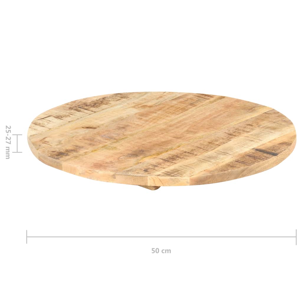 vidaXL Piano Tavolo in Legno Massello di Mango Rotondo 25-27 mm 50 cm