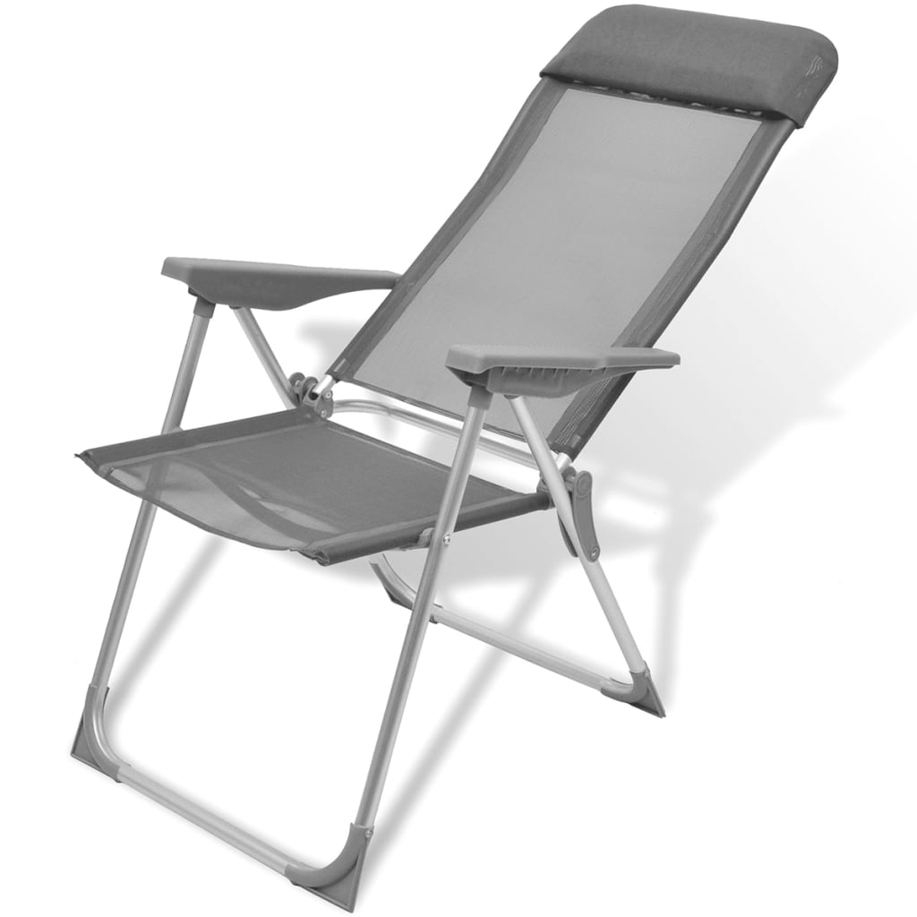 Set 2 sedie pieghevoli da campeggio regolabili in alluminio
