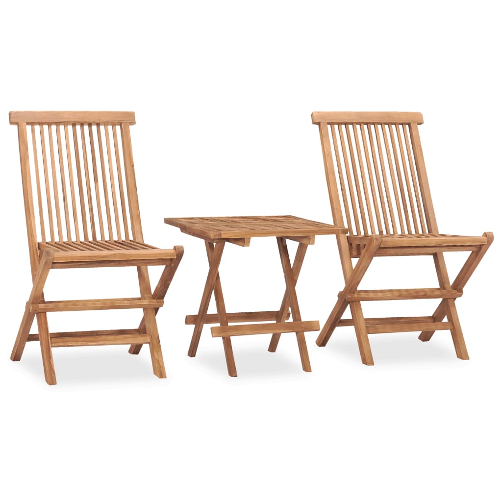 vidaXL Set da Pranzo Giardino Pieghevole 3 pz Cuscino Massello di Teak