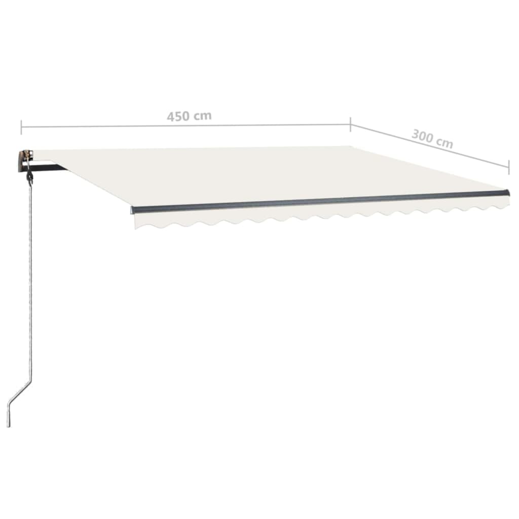 vidaXL Tenda da Sole Retrattile Manuale con LED 450x300 cm Crema