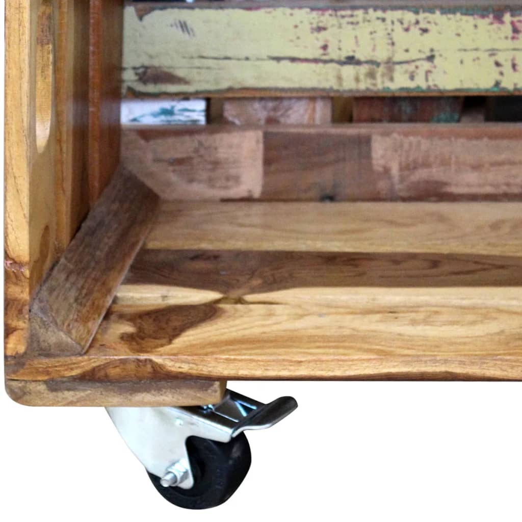 vidaXL Tavolino da Salotto in Legno Massello Anticato 70x70x35 cm