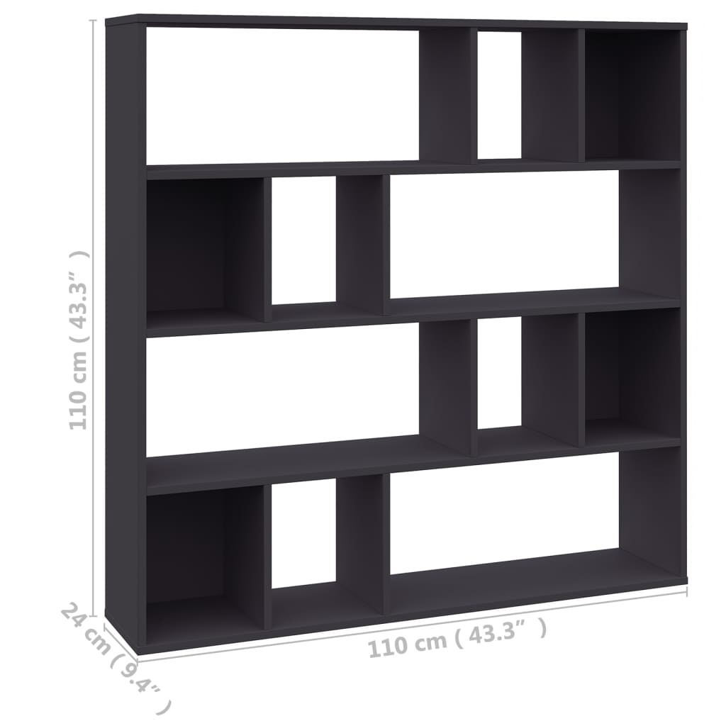 vidaXL Libreria/Divisorio Grigio 110x24x110 cm in Legno Multistrato