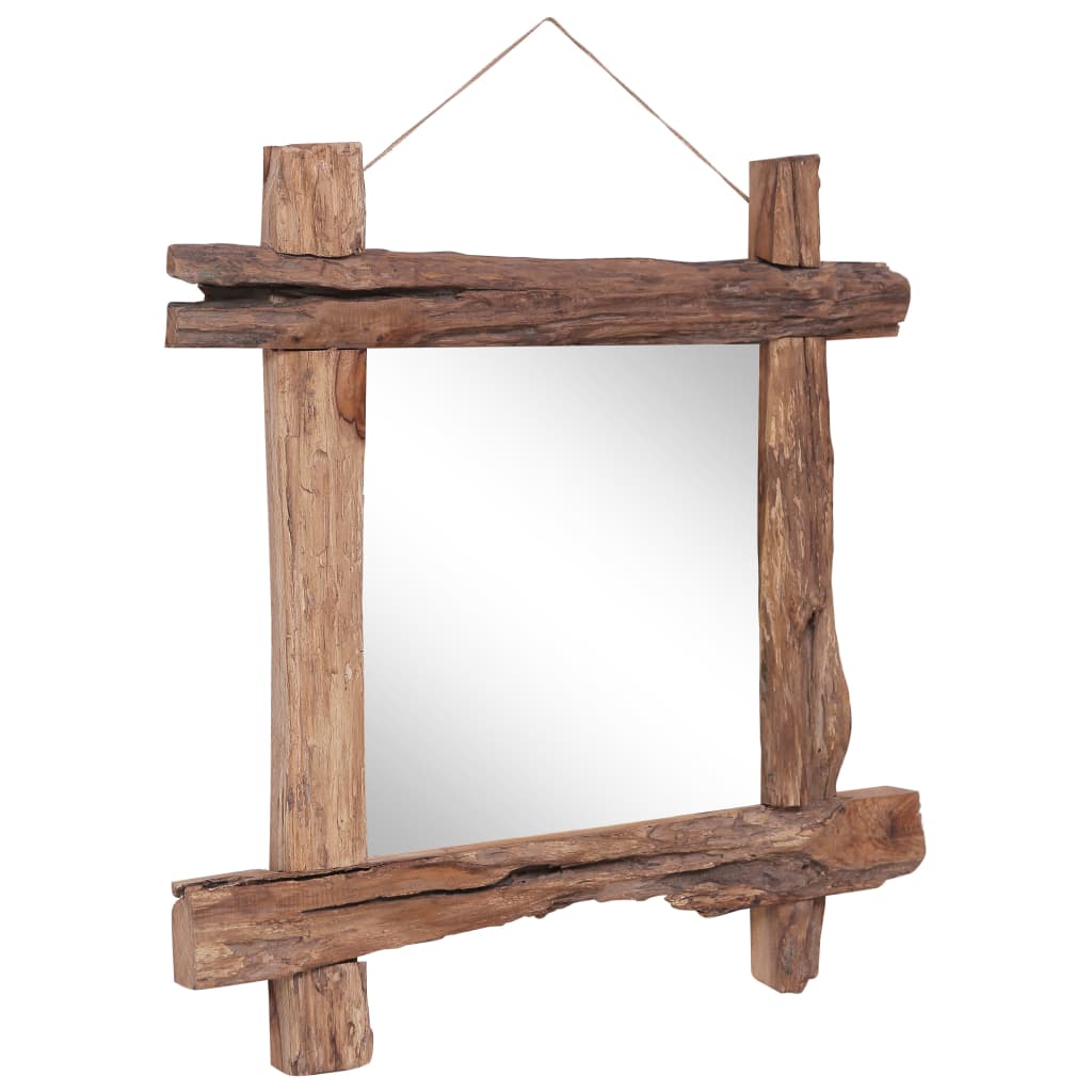 vidaXL Specchio con Tronchi Naturale 70x70 cm in Massello di Recupero