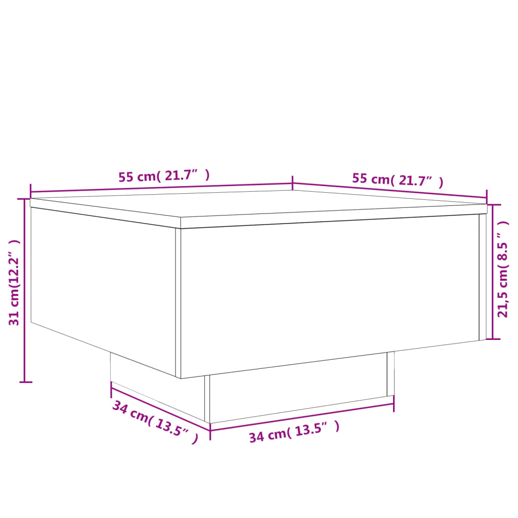 vidaXL Tavolino da Salotto Rovere Sonoma 55x55x31 cm Legno Multistrato