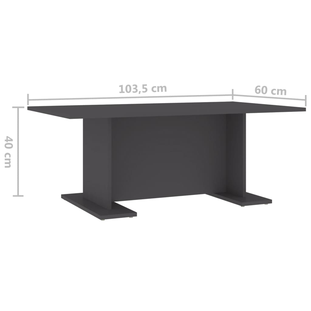 vidaXL Tavolino da Salotto Grigio 103,5x60x40 cm in Legno Multistrato