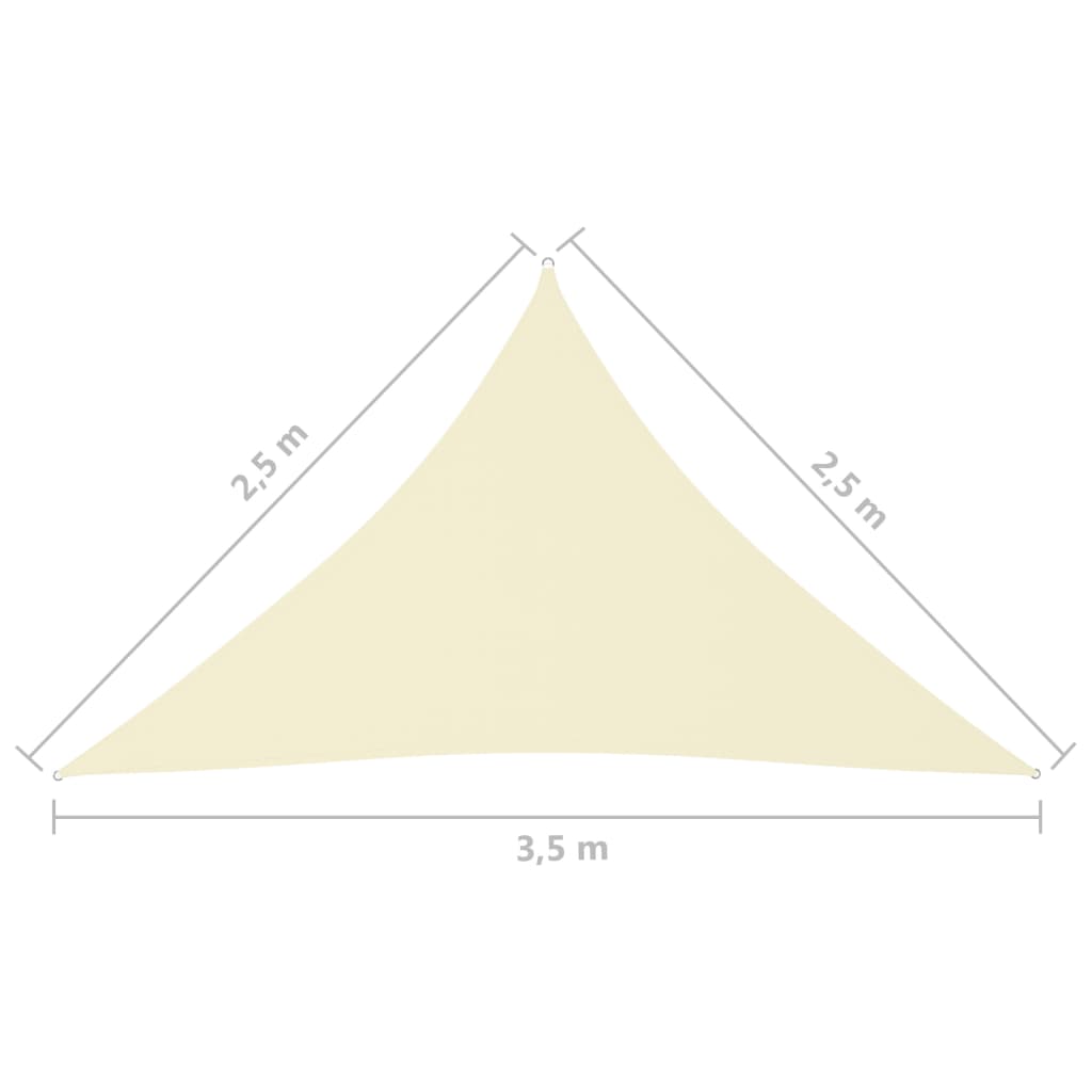 vidaXL Parasole a Vela Oxford Triangolare 2,5x2,5x3,5 m Crema