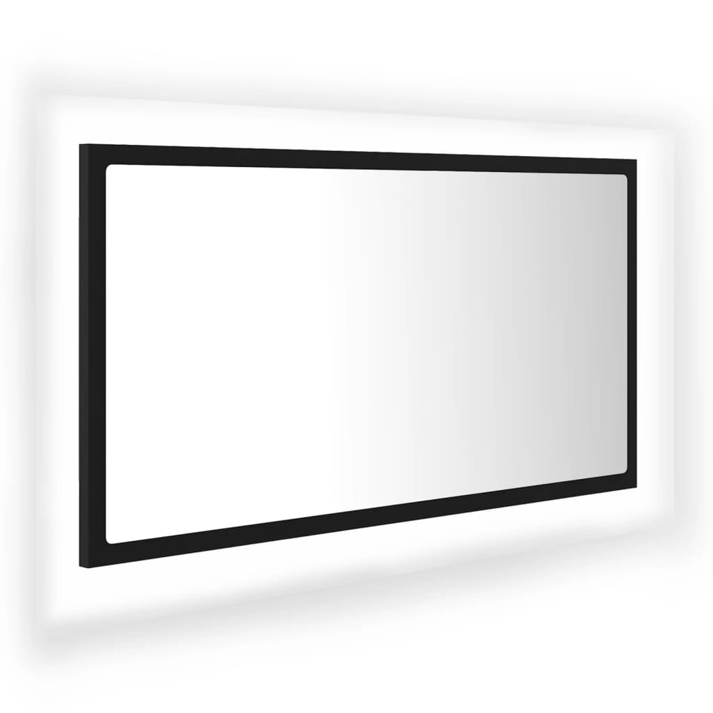 vidaXL Specchio da Bagno con LED Nero 80x8,5x37 cm in Truciolato
