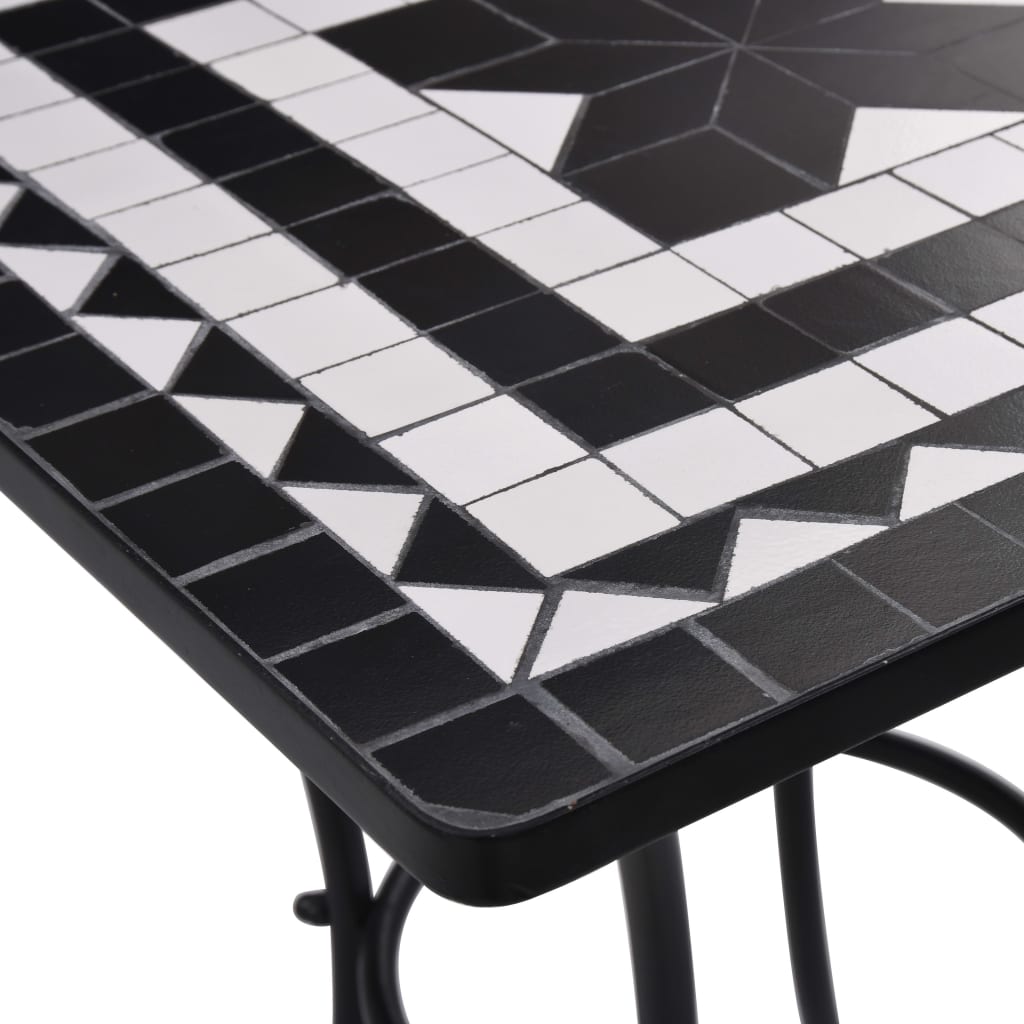 vidaXL Tavolino da Bistrot con Mosaico Nero e Bianco 60 cm in Ceramica
