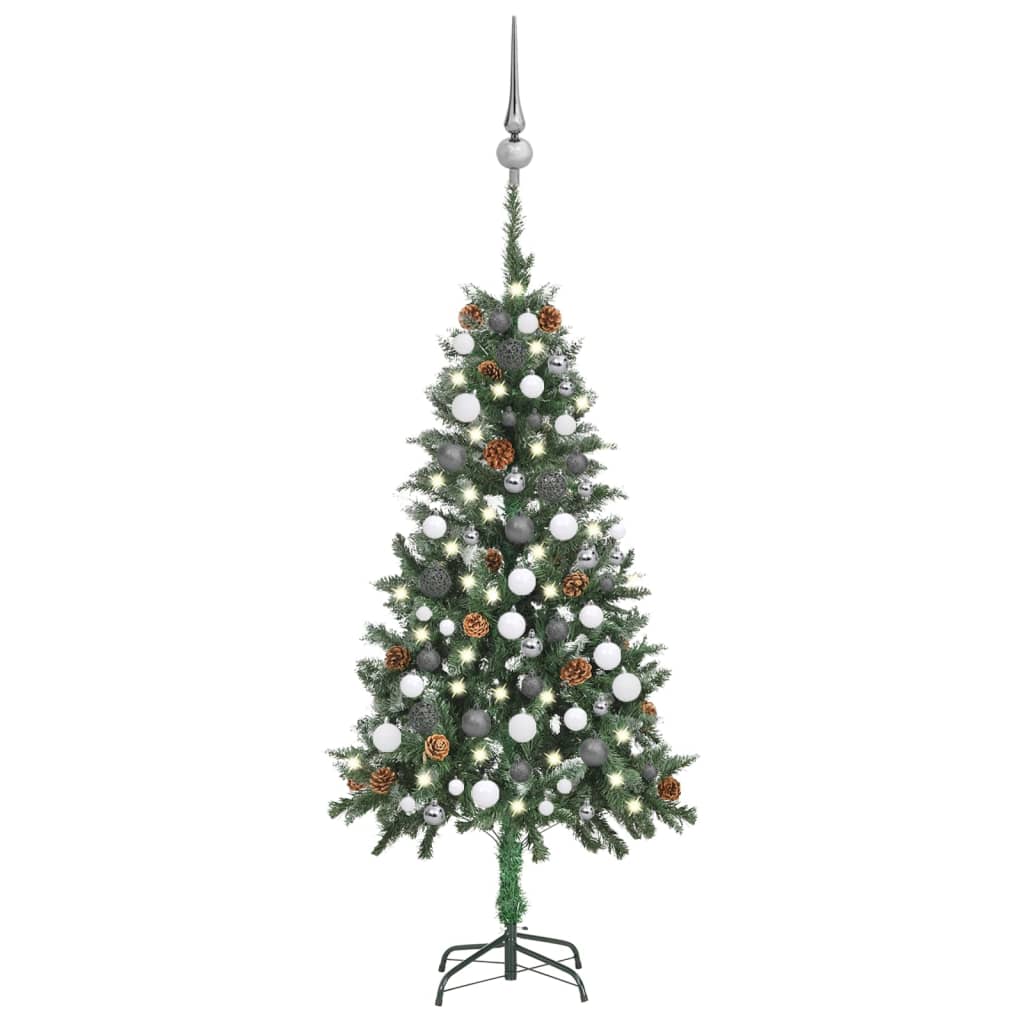 vidaXL Albero di Natale Preilluminato con Palline e Pigne 150 cm