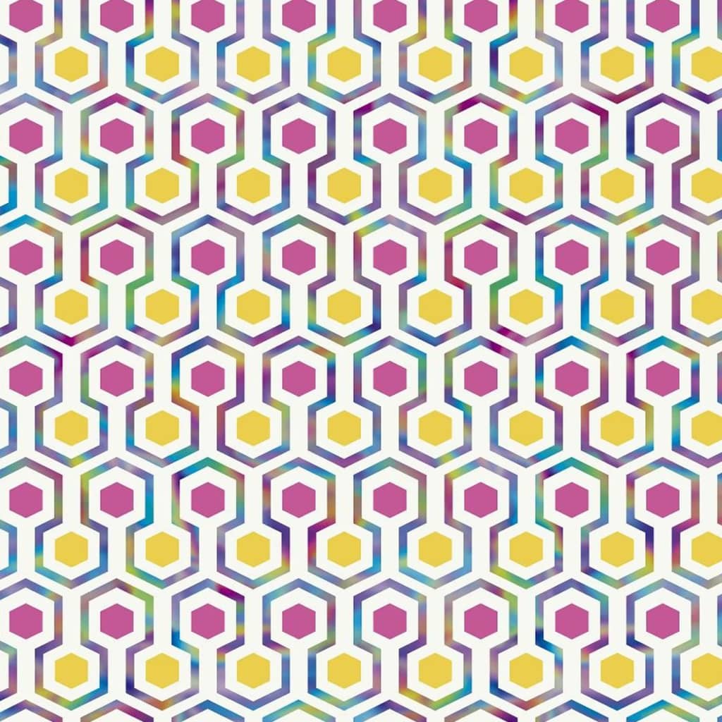 Noordwand Carta Parati Good Vibes Hexagon Pattern Rosa e Gialla