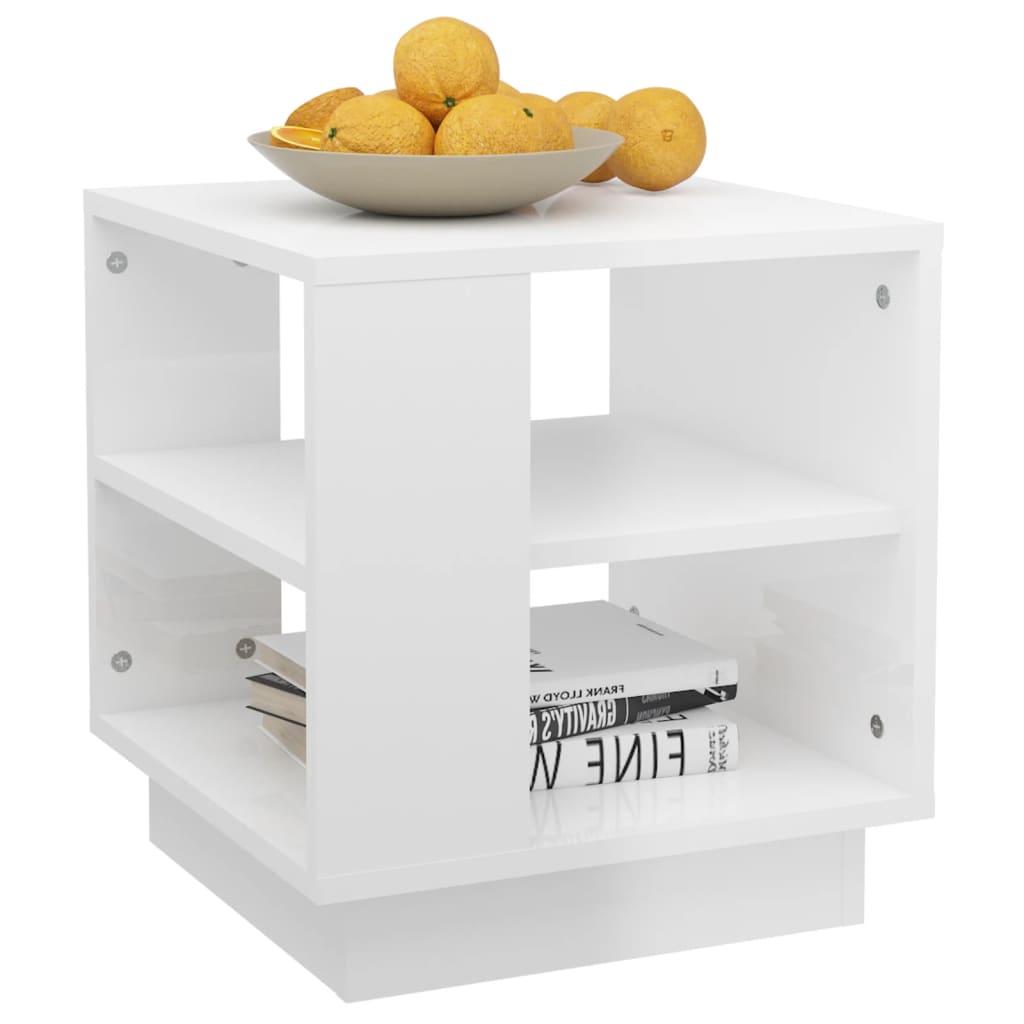 vidaXL Tavolino da Salotto Bianco Lucido 40x40x43 cm Legno Multistrato