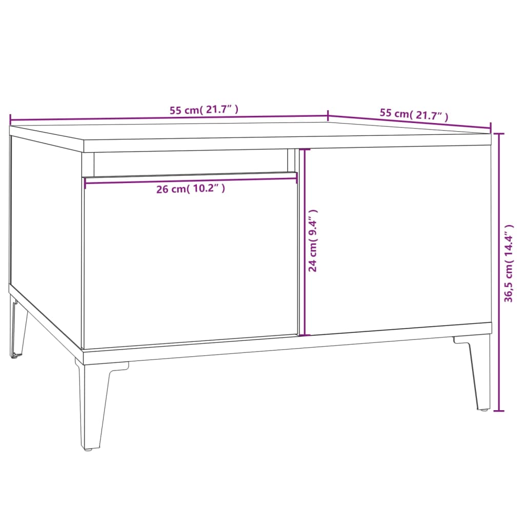 vidaXL Tavolino da Salotto Nero 55x55x36,5 cm in Legno Multistrato