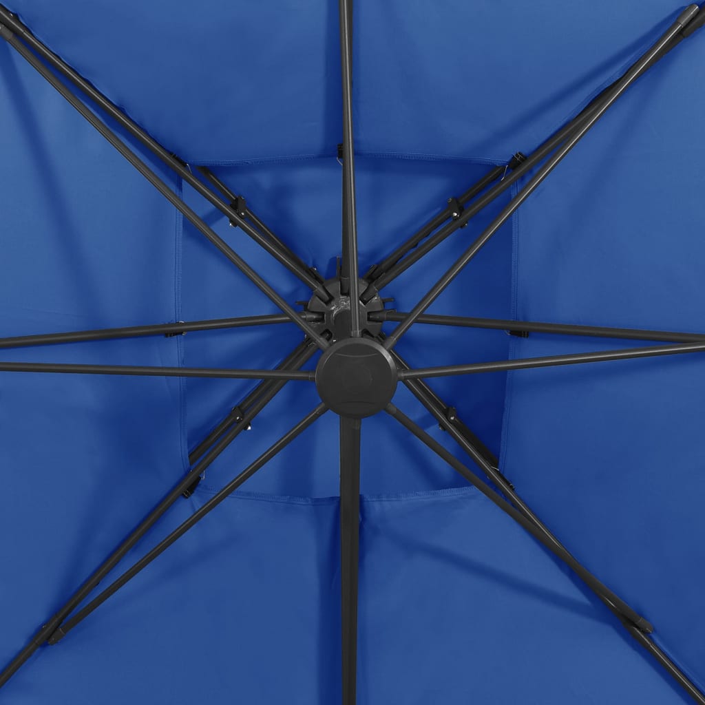 vidaXL Ombrellone a Sbalzo con Doppia Copertura 300x300 cm Azzurro