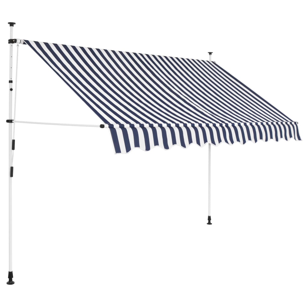 vidaXL Tenda da Sole Retrattile Manuale 300 cm a Strisce Blu e Bianche