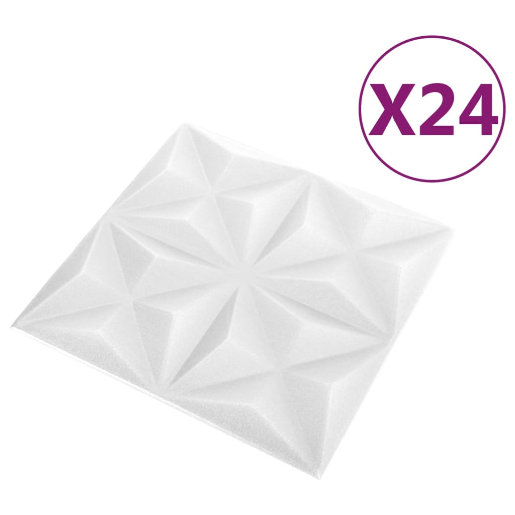 vidaXL Pannelli Murali 3D 24 pz 50x50 cm Bianchi Origami 6 m²