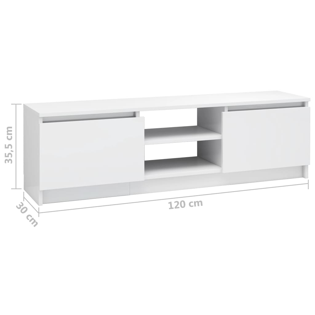 vidaXL Mobile Porta TV Bianco Lucido 120x30x35,5 cm Legno Multistrato