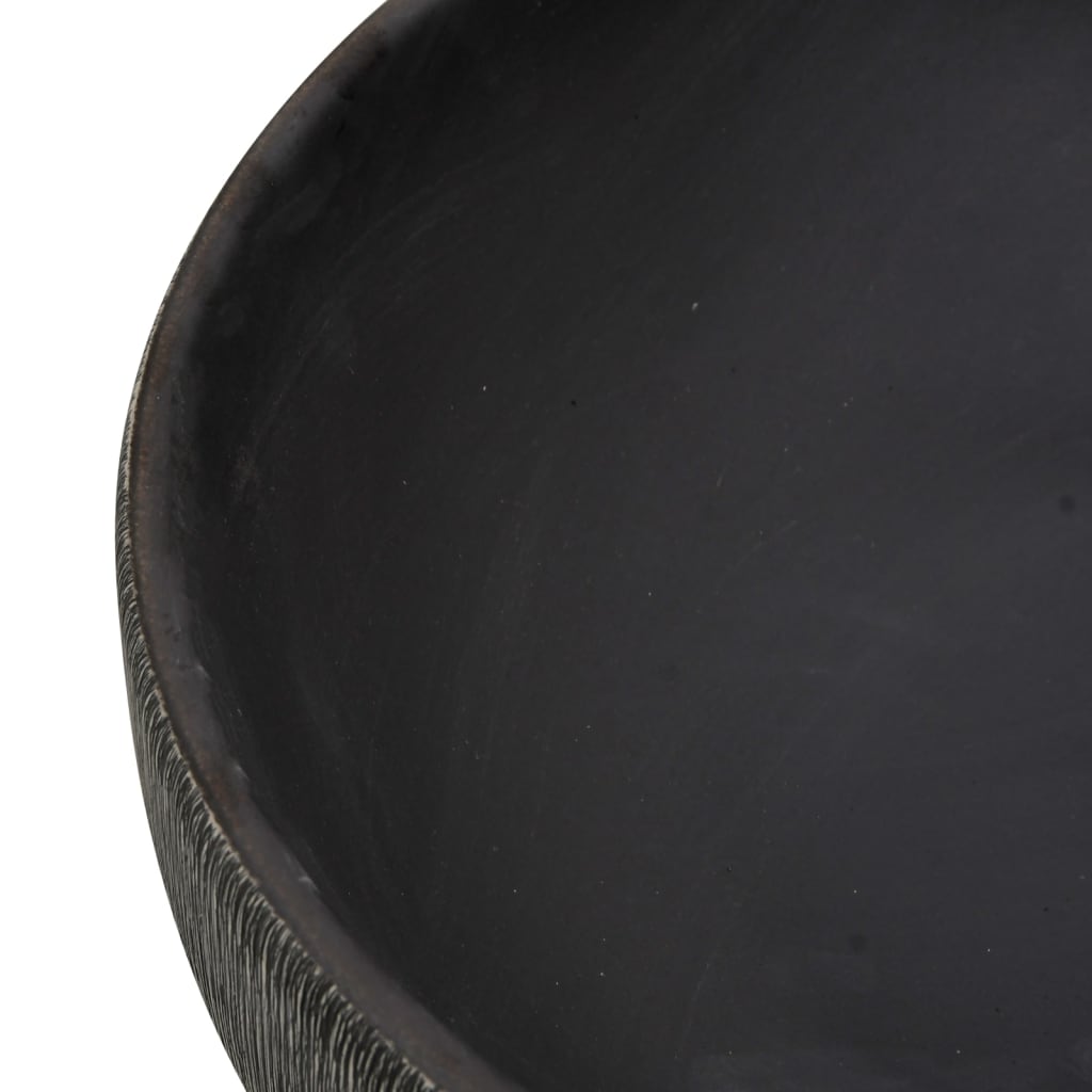 vidaXL Lavabo da Appoggio Grigio e Nero Ovale 59x40x14 cm Ceramica