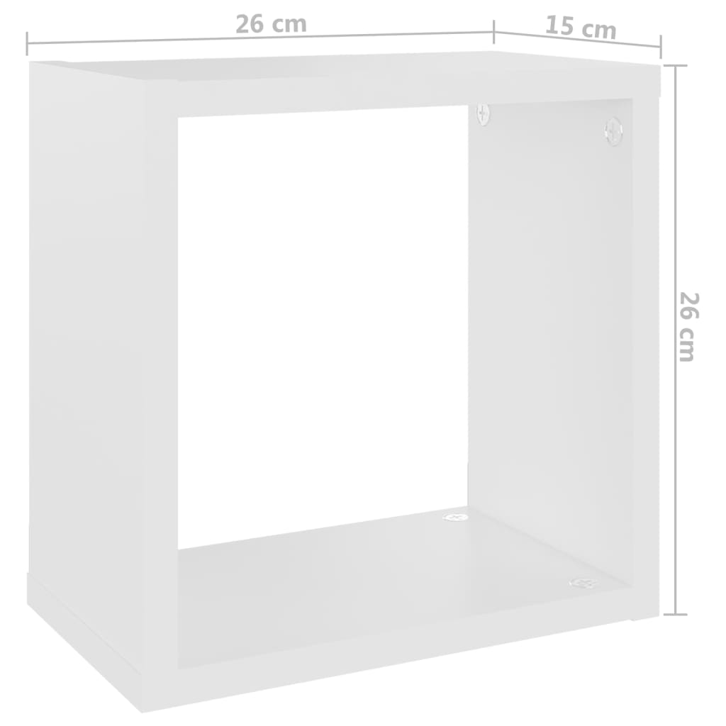 vidaXL Mensole Parete a Cubo 2 pz Bianche 26x15x26 cm