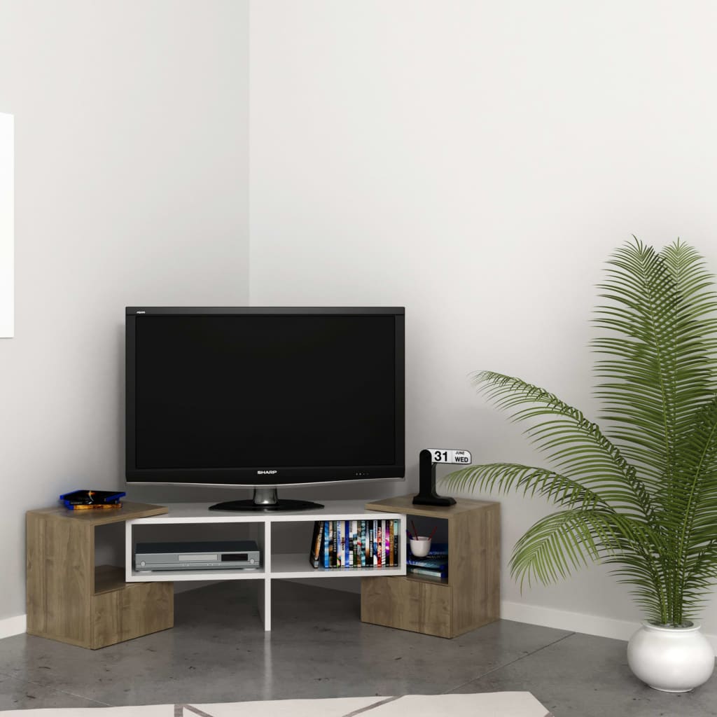 Homemania Mobile Porta TV Fold 141,2x29,7x38,8 cm Bianco e Noce