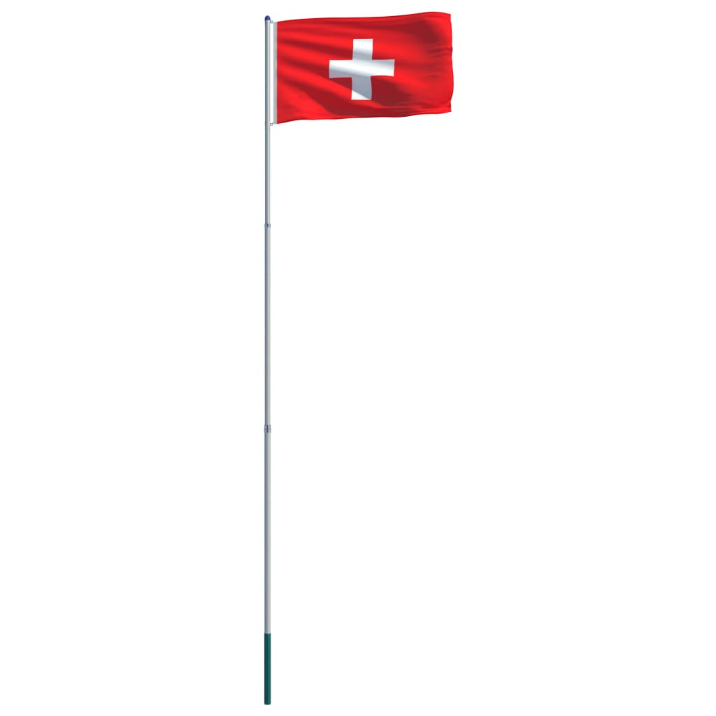 vidaXL Bandiera della Svizzera con Pennone in Alluminio 6 m