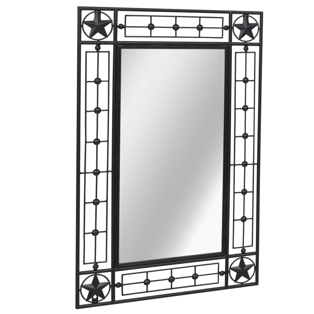vidaXL Specchio da Parete per Giardino Rettangolare 50x80 cm Nero
