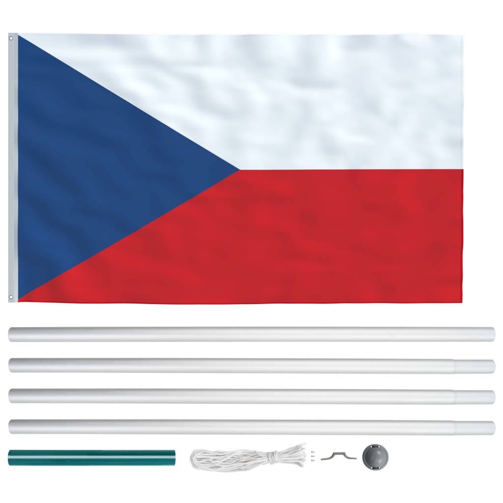 vidaXL Bandiera della Cechia con Pennone in Alluminio 6,2 m