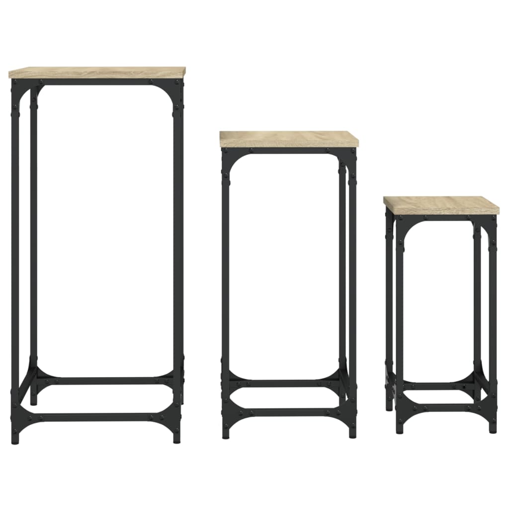 vidaXL Tavolini Impilabili 3 pz Rovere Sonoma in Legno Multistrato