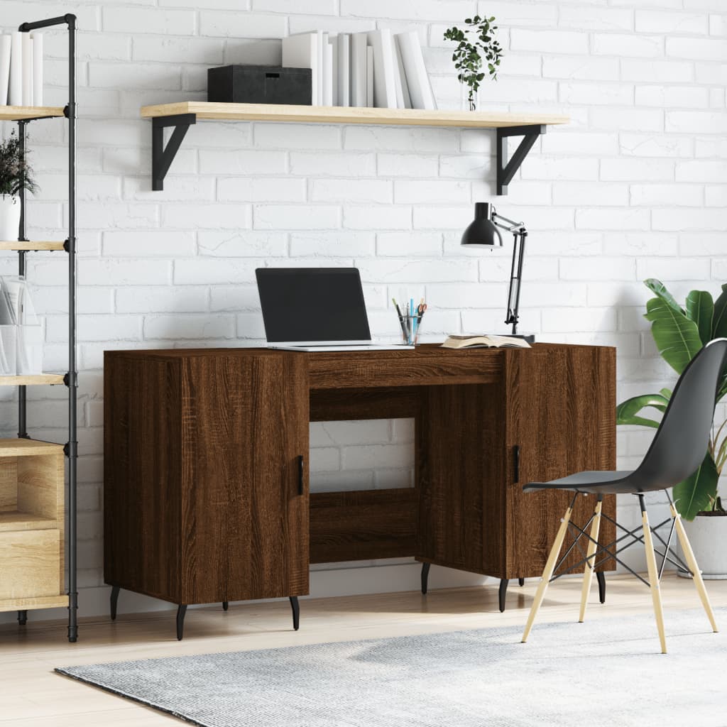 Scrivania Rovere Marrone 100x50x90 cm Legno Multistrato e Ferro