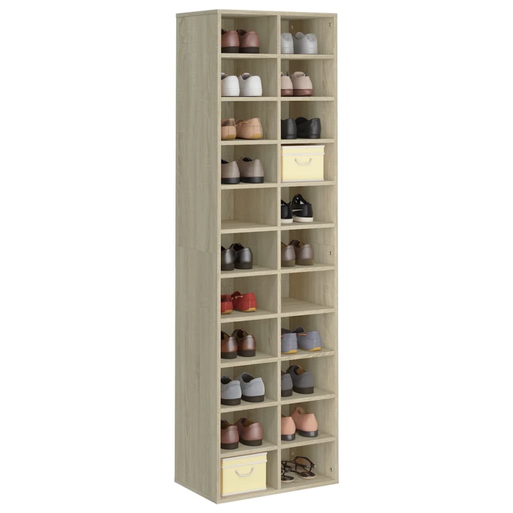 VidaXL Scarpiera In Legno Multistrato, 54x34x183 Cm, Colore Rovere Marrone, Con Ante E Serratura - 4