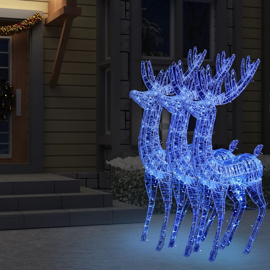 vidaXL Renne di Natale XXL in Acrilico 250 LED 3 pz 180 cm Blu