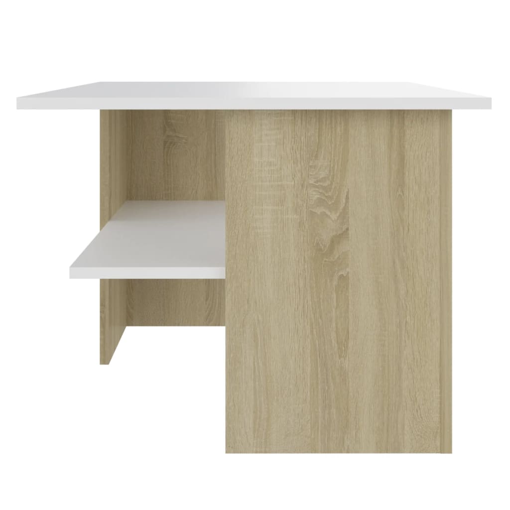 vidaXL Tavolino Bianco e Rovere Sonoma 90x60x46,5 cm Legno Multistrato
