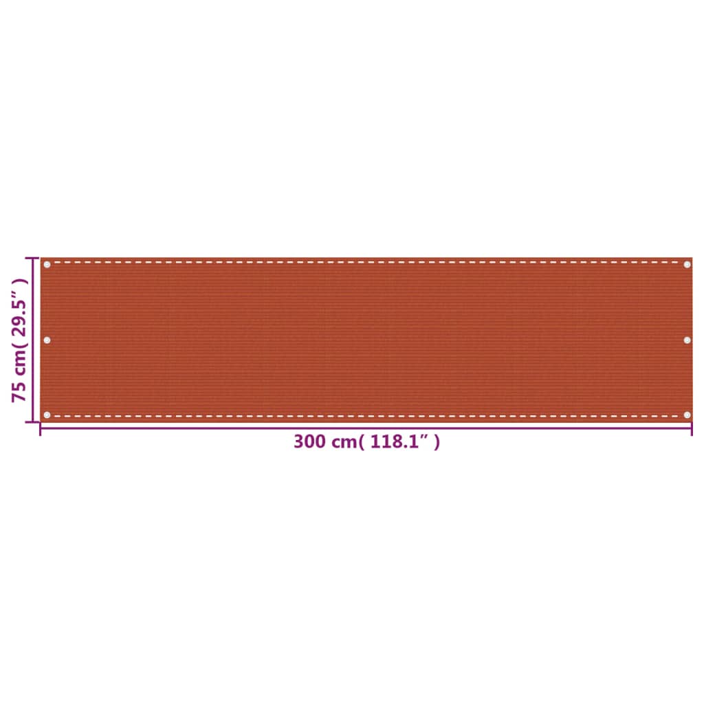 vidaXL Paravento da Balcone Arancione 75x300 cm in HDPE