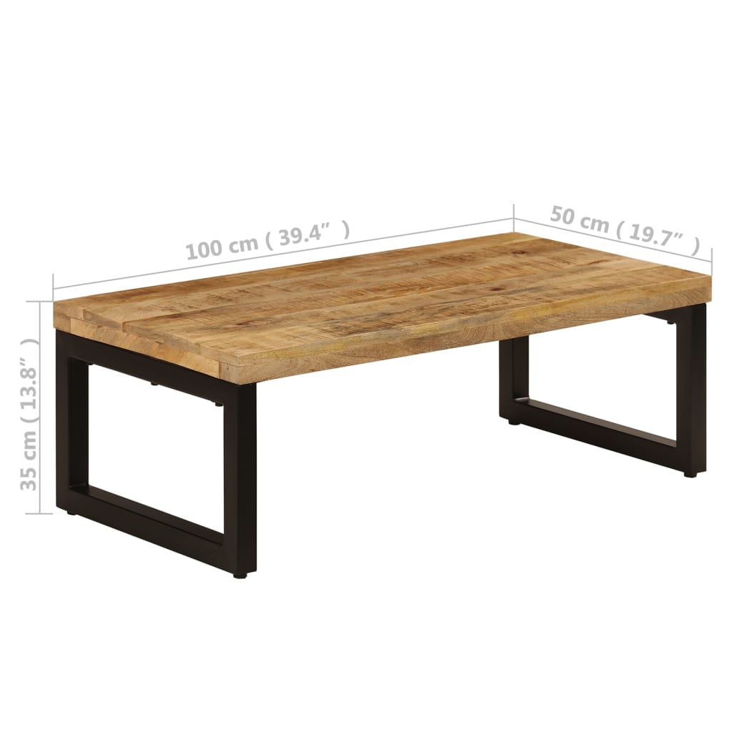 vidaXL Tavolino da Caffè 100x50x35cm Legno Massello di Mango e Acciaio