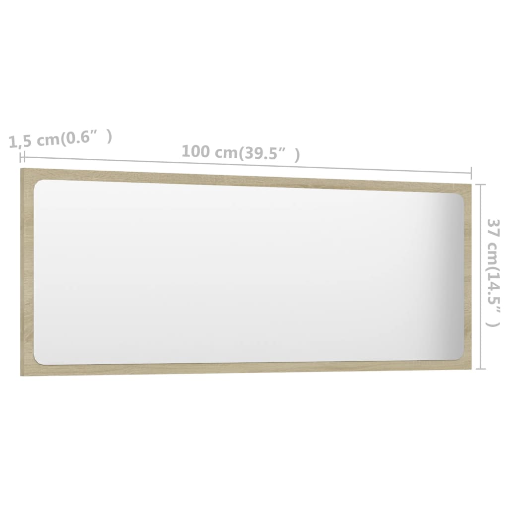 vidaXL Specchio da Bagno Rovere Sonoma 100x1,5x37 cm Legno Multistrato