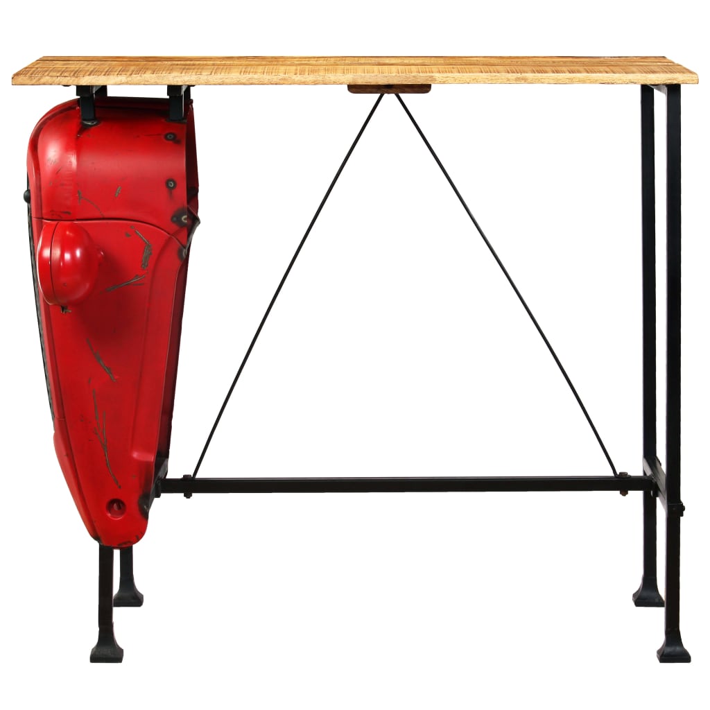 vidaXL Tavolino da Bar Trattore in Mango Massello 60x120x107cm Rosso
