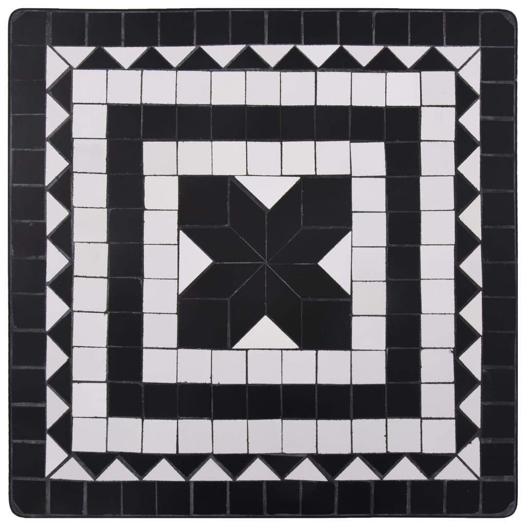 vidaXL Set Bistrò 3 pz con Mosaico in Ceramica Nero e Bianco