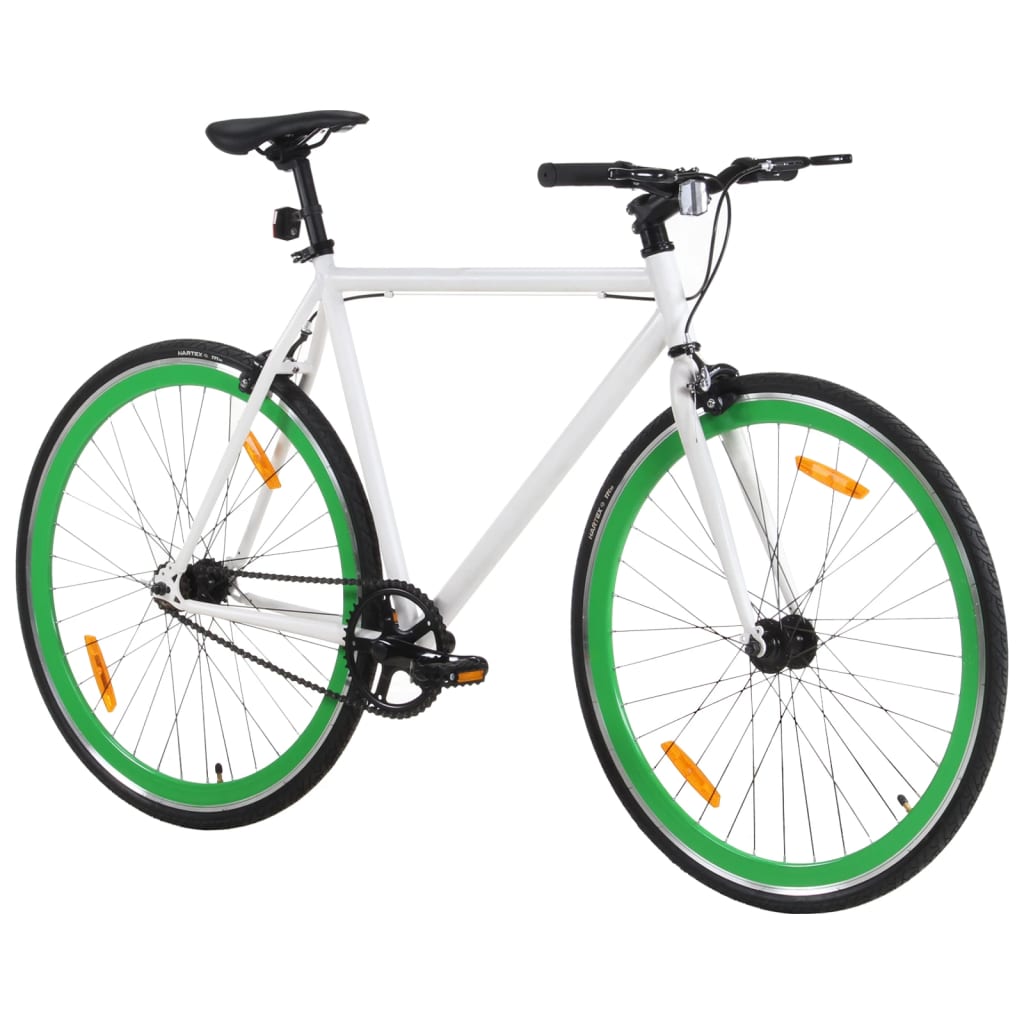 vidaXL Bicicletta a Scatto Fisso Bianca e Verde 700c 55 cm