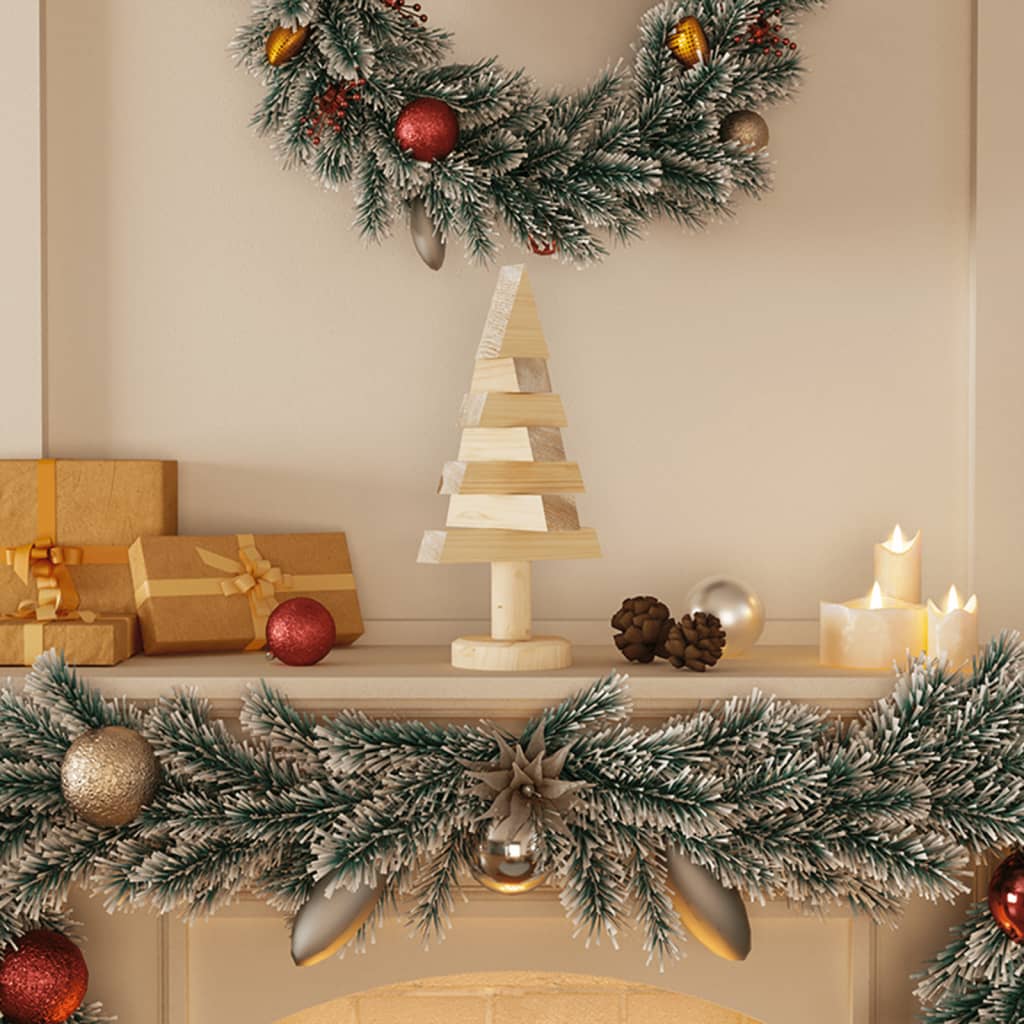 vidaXL Alberi di Natale Decorativi in Legno 2pz 30cm Massello di Pino